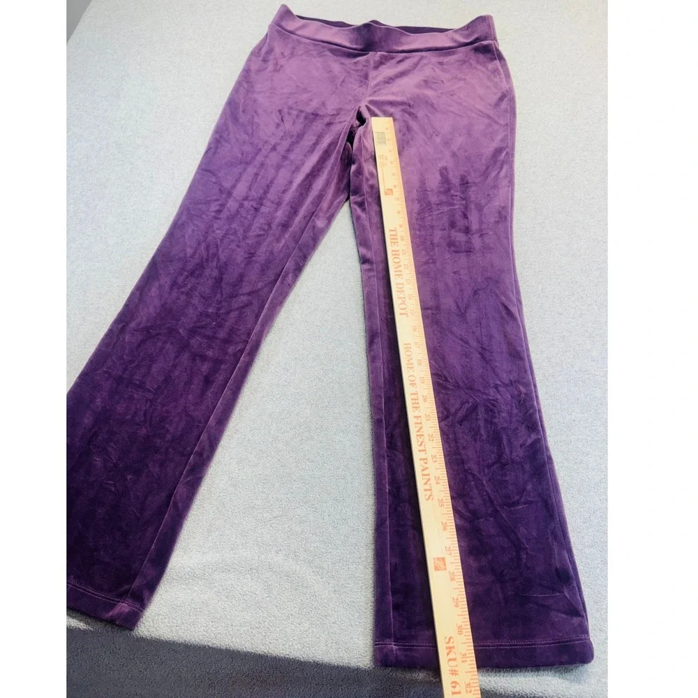 Juicy Couture Velour Pants Womens Large Purple Rhinestone Logo Y2K Flare Leg